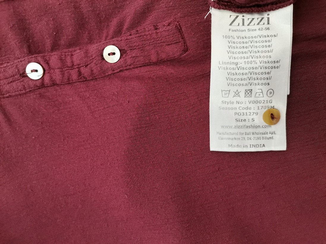 Zizzi Rozmiar S Kolor Purpurowy Split Crew Neck Tunika Popover Bluzka Długi rękaw Materiał Wiskoza 100%