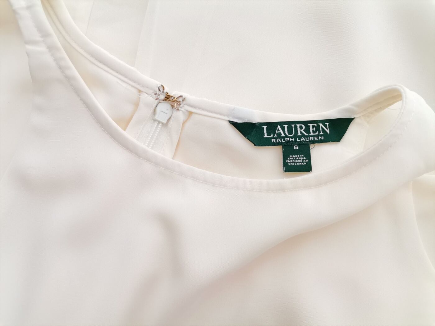 Lauren ralph lauren Rozmiar 6 (34) Kolor Kremowy Crew Neck Bluzka Bezrękawnik