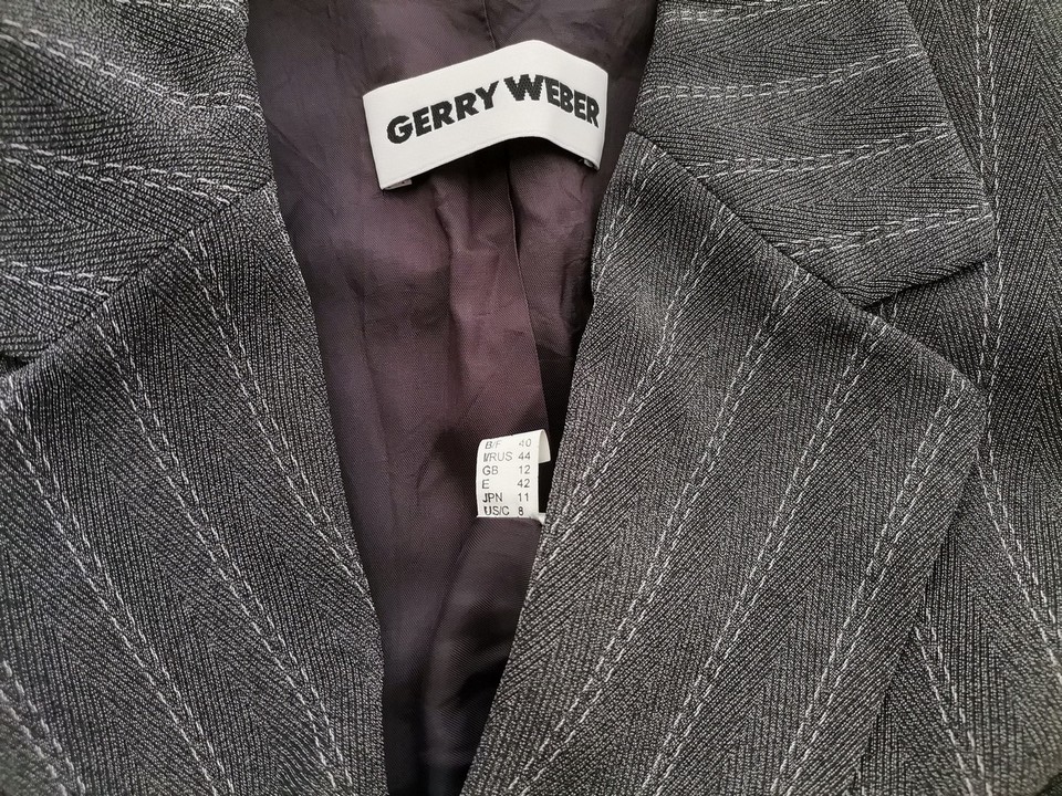 Gerry weber Rozmiar 38 Kolor Szary Pasy Płaszcz Długi rękaw