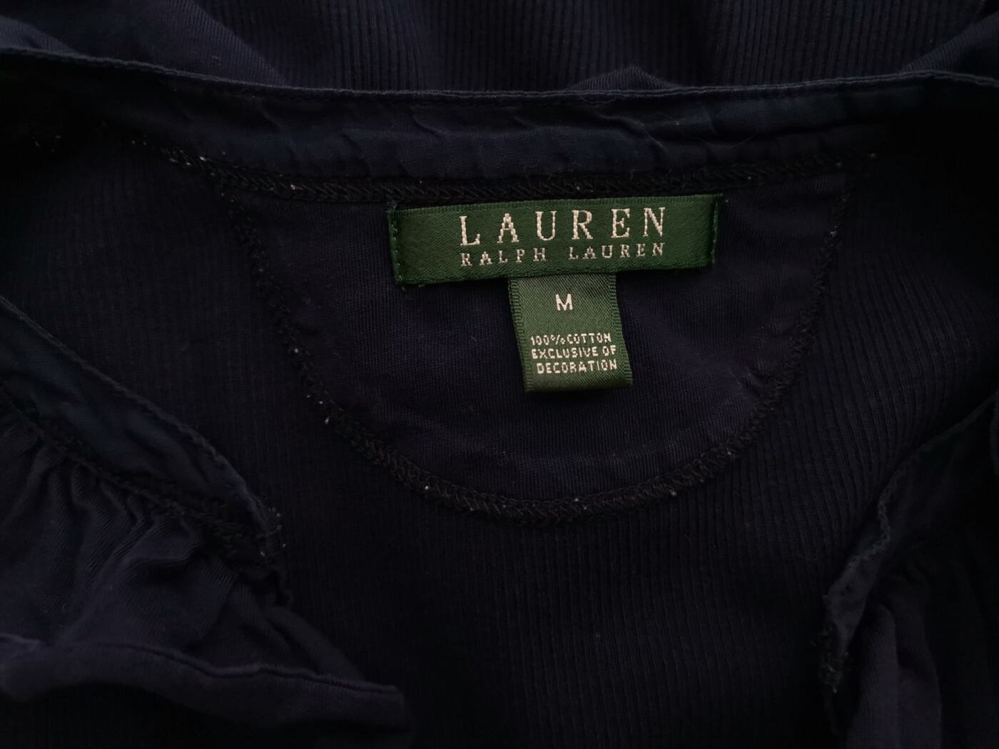 Lauren ralph lauren Rozmiar M Kolor Granatowy W serek Bluzka Popover Guziki Rękaw 3/4 Materiał Bawełna 100%