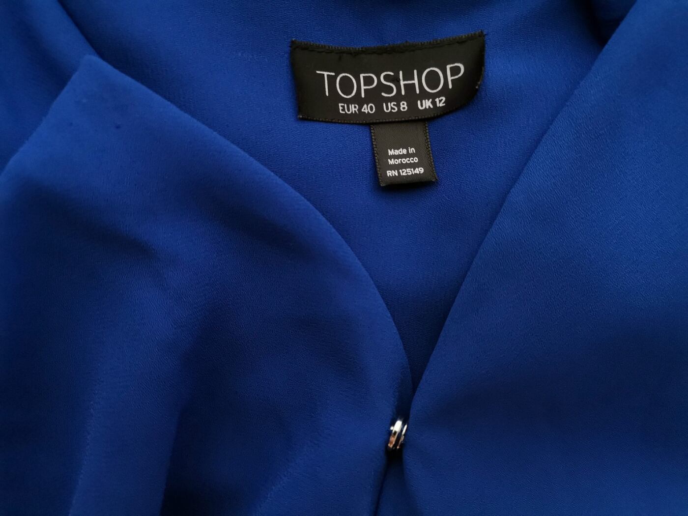 Topshop Rozmiar 40 Kolor Niebieski W serek Sukienka Bodycon Rękaw 3/4 Do Kolan