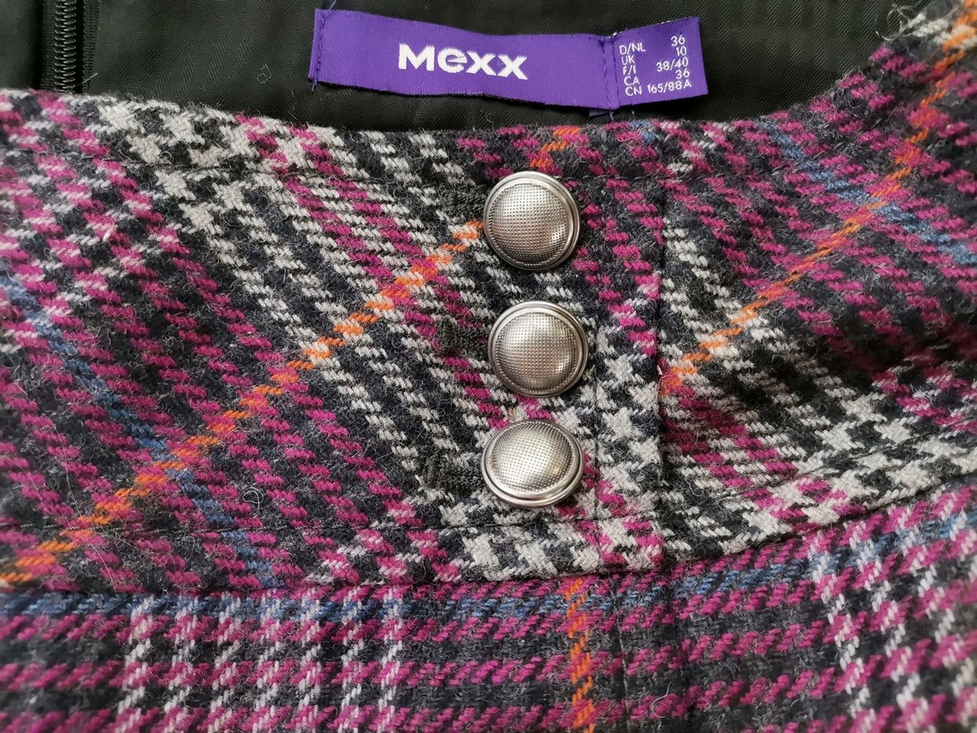 Mexx Rozmiar 36 Kolor Fioletowy Krata Spódnica Mini Krótka Materiał Wełna