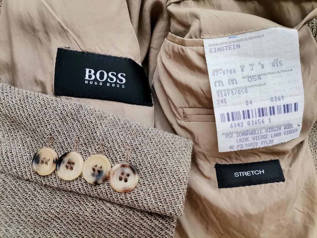 Hugo Boss Rozmiar 54 (XL) Kolor Beżowy Męska Marynarka Długi rękaw Materiał Schurwolle