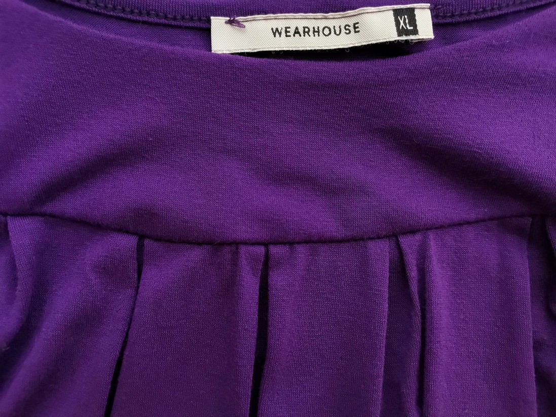 Wearhouse Rozmiar XL Kolor Fioletowy Dekolt U Bluzka Peplum Rękaw 3/4