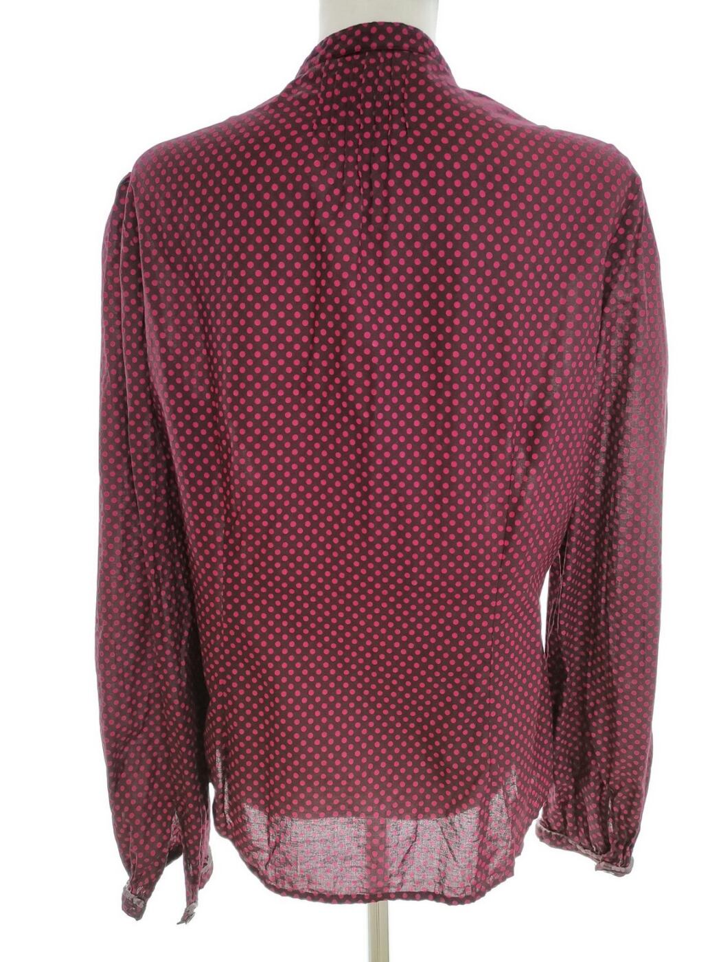 Laura ashley Rozmiar 14 (40) Kolor Purpurowy Grochy Split Crew Neck Bluzka Zapinana Długi rękaw Materiał Bawełna 100%