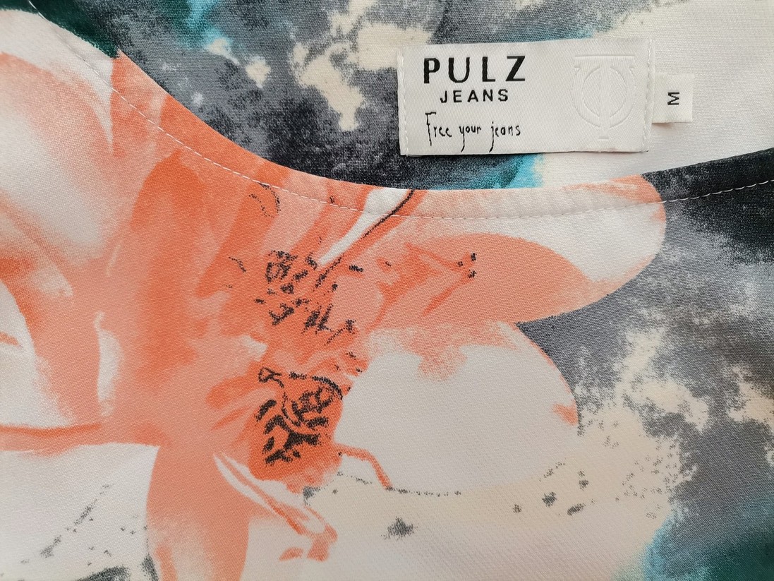 Pulz jeans Rozmiar M Kolor Granatowy Okrągły dekolt Bluzka Krótki rękaw