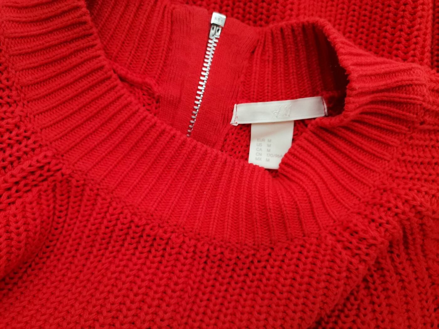 H&m Rozmiar M Kolor Czerwony Crew Neck Sweter Długi rękaw Materiał Bawełna Gruba dzianina