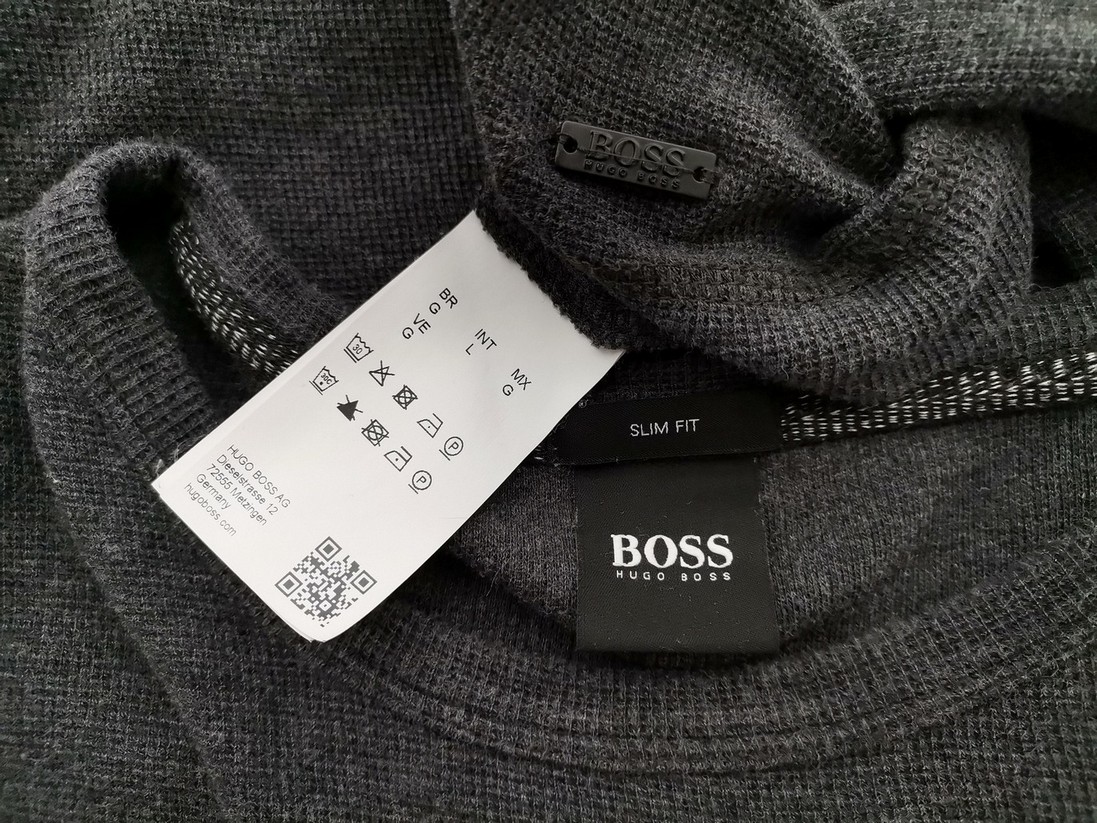 Hugo Boss Rozmiar L Kolor Szary Męski Sweter Długi rękaw Materiał Bawełna 100%