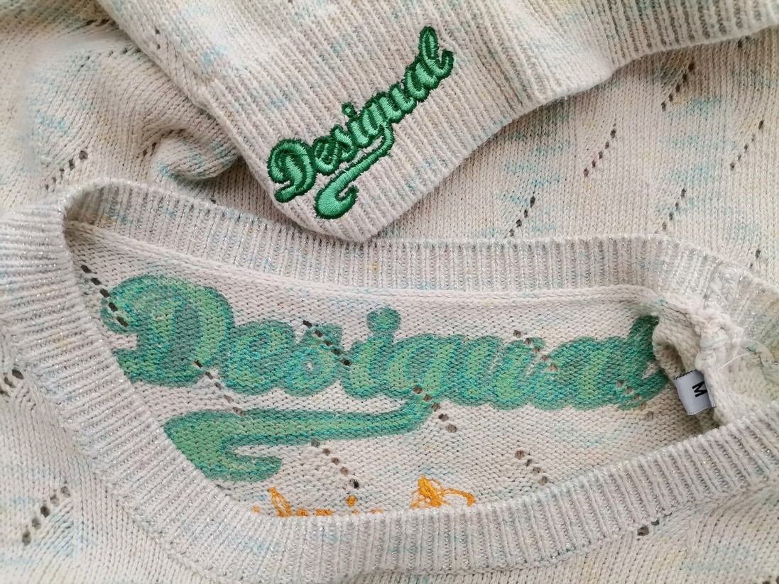 DESIGUAL Rozmiar M Kolor Kremowy Crew Neck Długi Sweter Tunika Długi rękaw Cienka dzianina