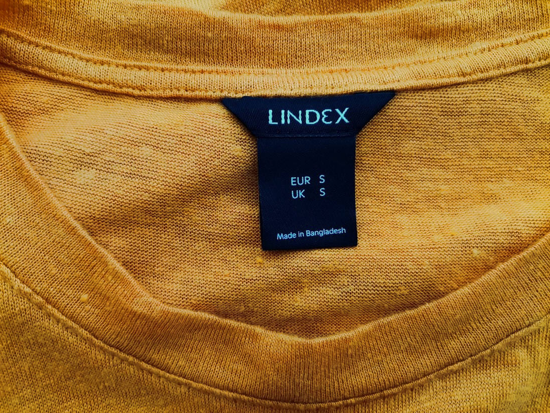 Lindex Rozmiar S Kolor Żółty Crew Neck Bluzka Krótki rękaw Materiał Len 100%