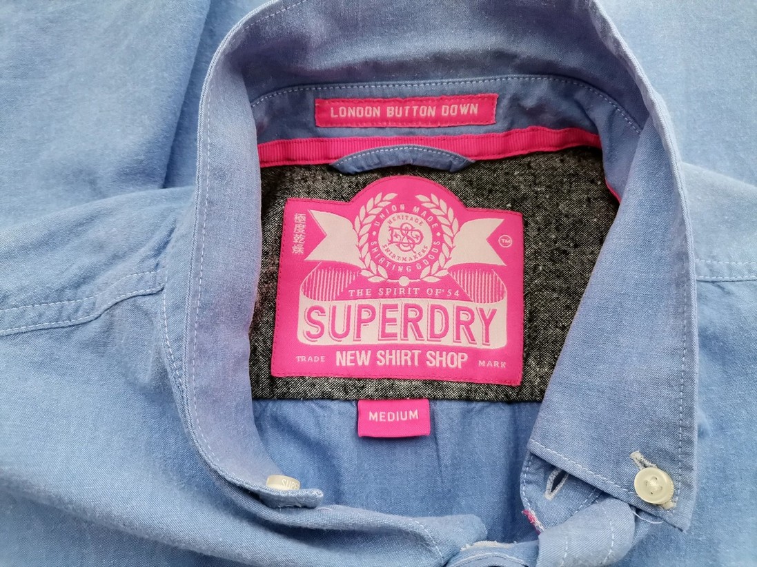 Superdry Rozmiar M Kolor Niebieski Kołnierz Męska Koszula Casual Długi rękaw