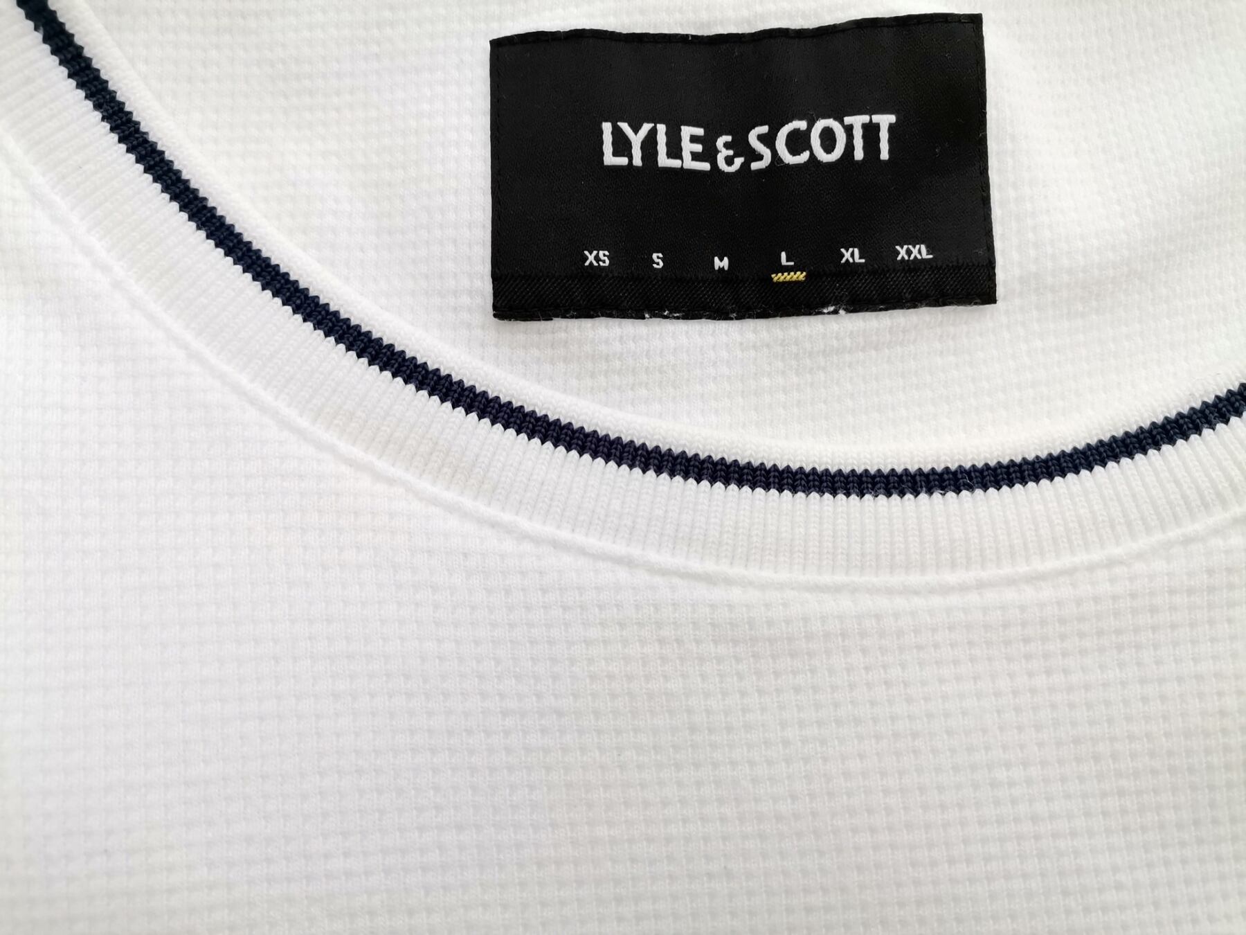 Lyle & Scott Rozmiar L Kolor Biały Męski Sweter Długi rękaw Materiał Bawełna 100%