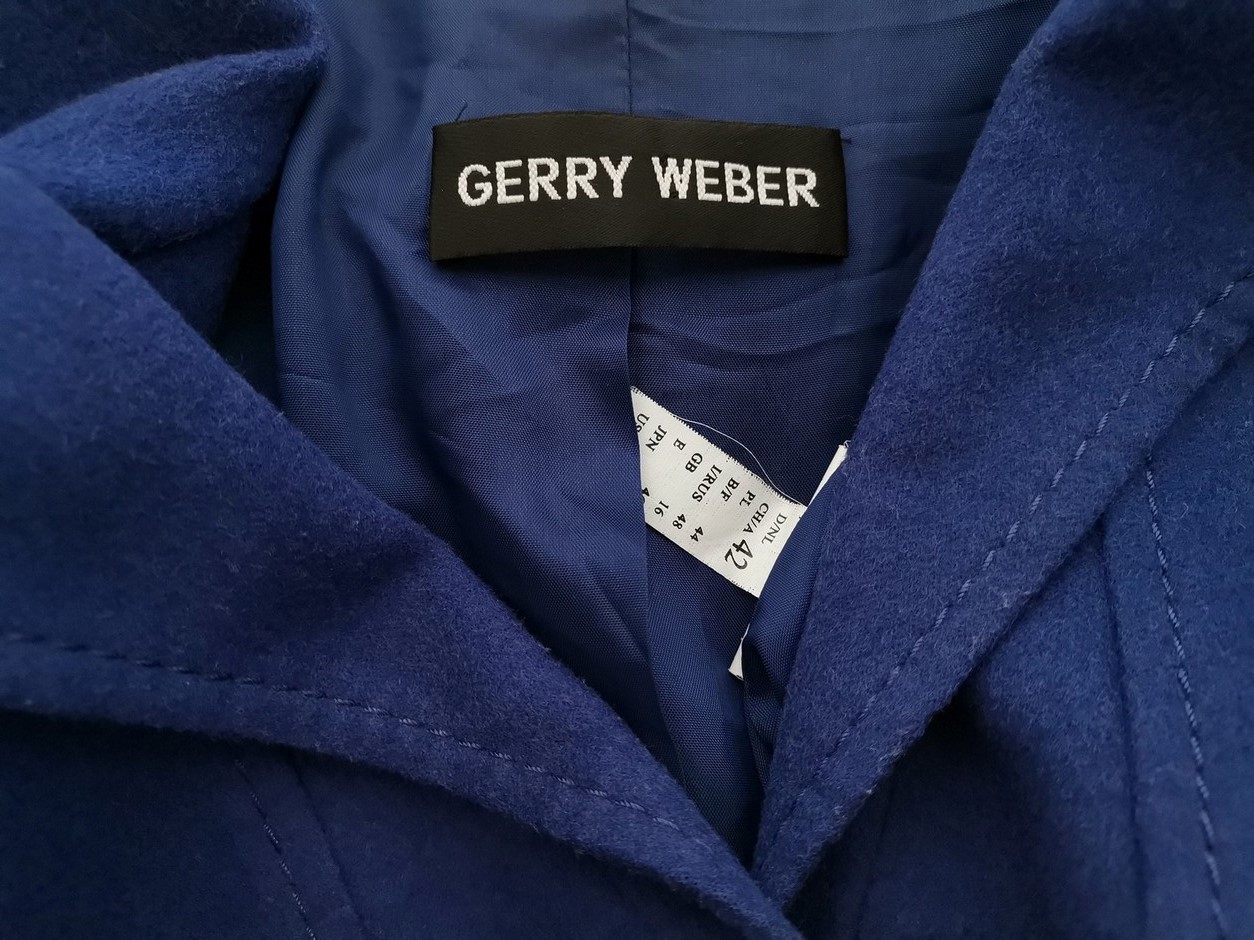 Gerry weber Rozmiar 42 Kolor Niebieski Kołnierz Żakiet z zapięciem Długi rękaw Materiał Wełna