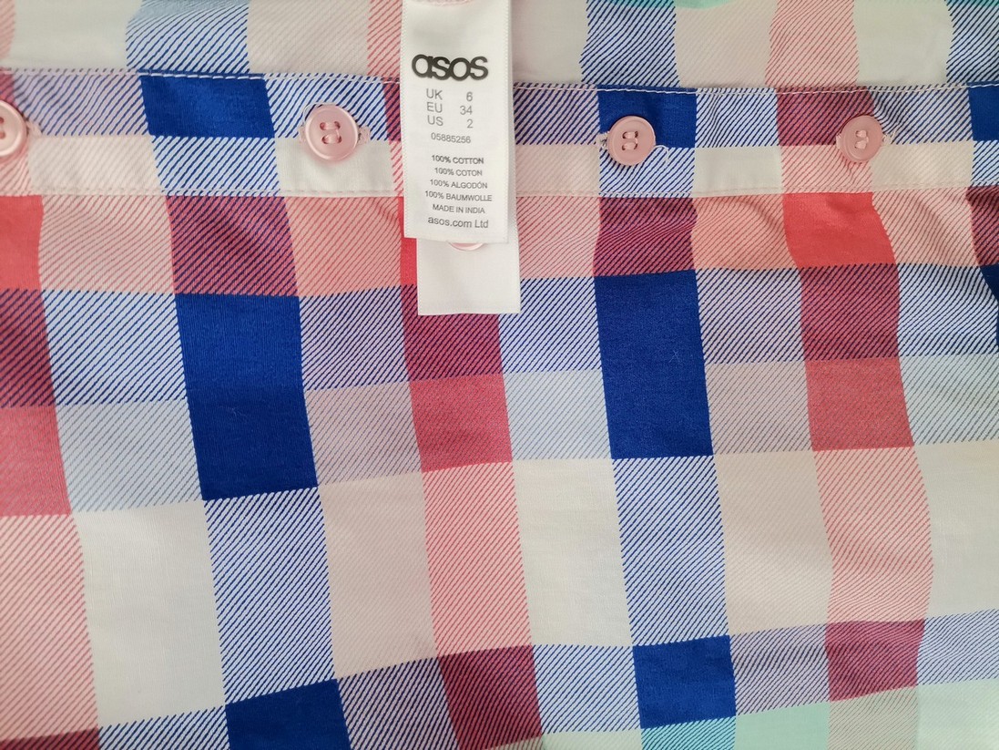 ASOS Rozmiar 6 (34) Kolor Niebieski Krata Spódnica Maxi Długa Materiał Bawełna 100%