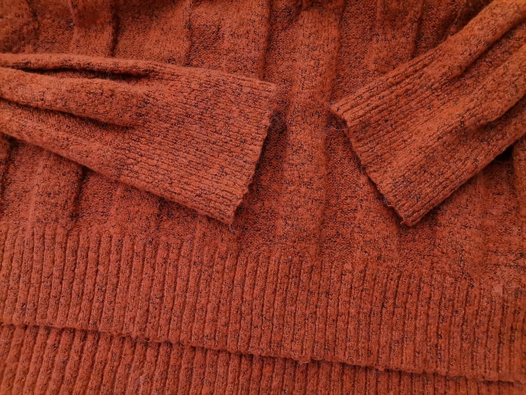 Vintage Rozmiar 46/48 Kolor Pomarańczowy Pół golf Sweter Długi rękaw Cienka dzianina