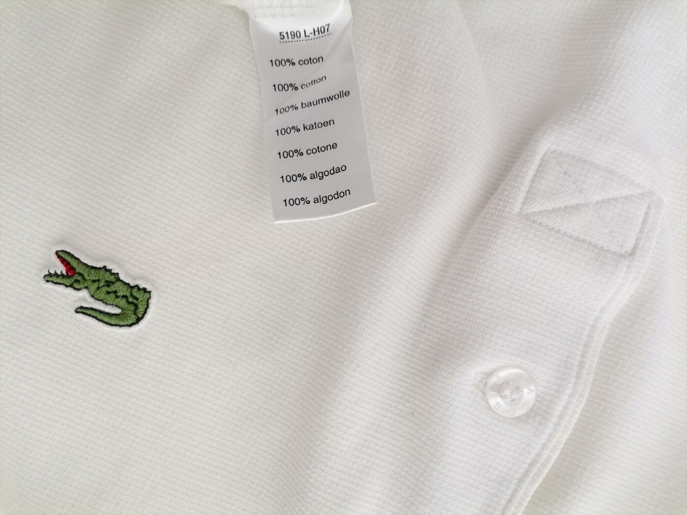 Lacoste Rozmiar 4 (XL) Kolor Biały Kołnierz Męska Koszula Polo Krótki rękaw Materiał Bawełna 100%