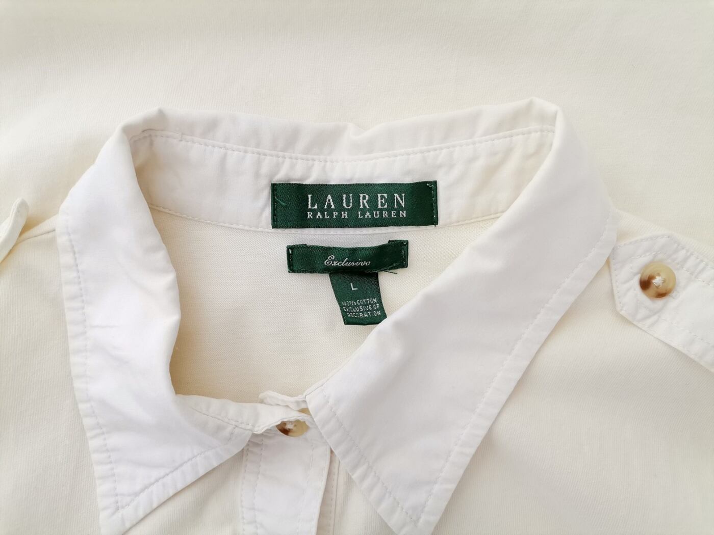 Lauren ralph lauren Rozmiar L Kolor Kremowy Kołnierz Koszulka Polo Krótki rękaw Materiał Bawełna 100%