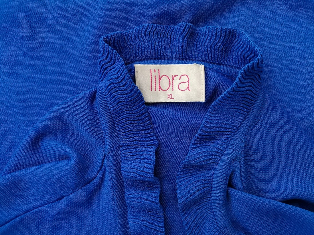 Libra Rozmiar XL Kolor Niebieski W serek Otwarty Kardigan Długi rękaw Materiał Rayon Cienka dzianina