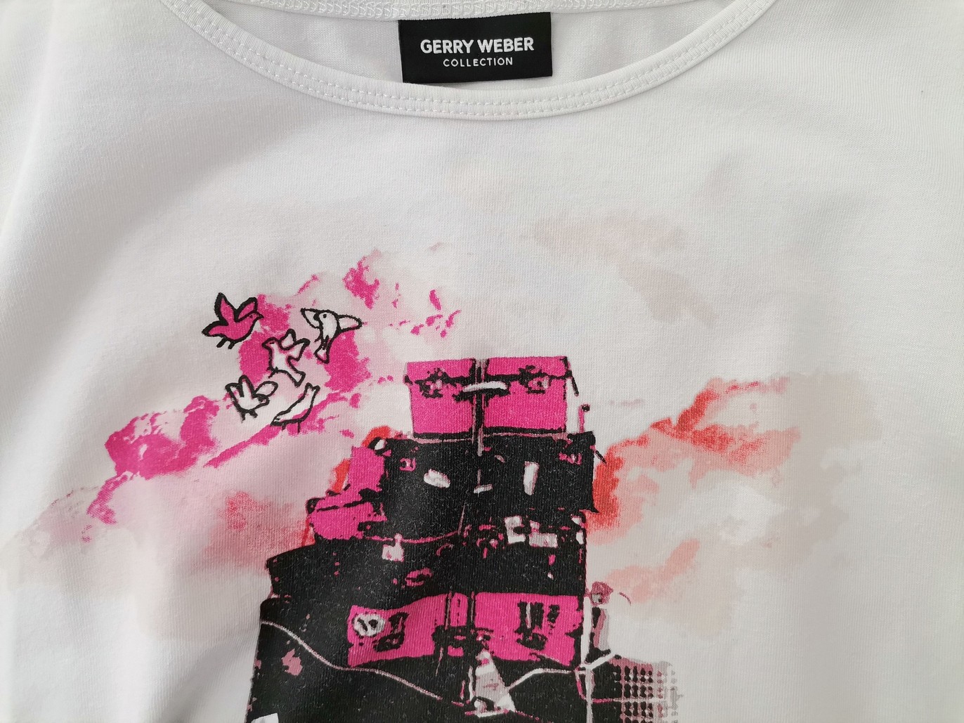 Gerry weber Rozmiar 50/52 Kolor Biały Okrągły dekolt T-Shirt Krótki rękaw