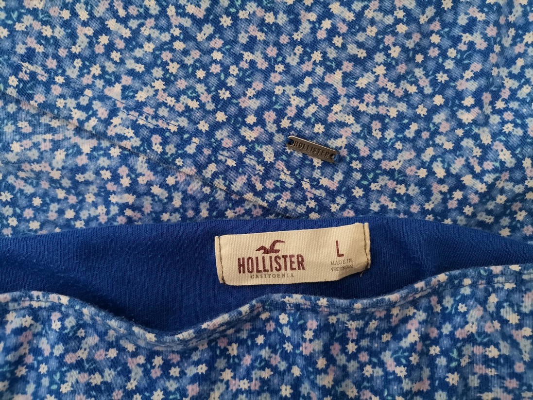 Hollister Rozmiar L Kolor Niebieski Spódnica Prosta i Ołówkowa Do Kolan Materiał Bawełna