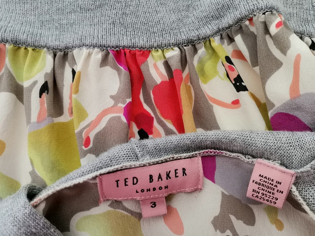 Ted Baker Rozmiar 3 (40) Kolor Szary W serek Długi Otwarty Kardigan Długi rękaw Materiał Wiskoza 100% Cienka dzianina