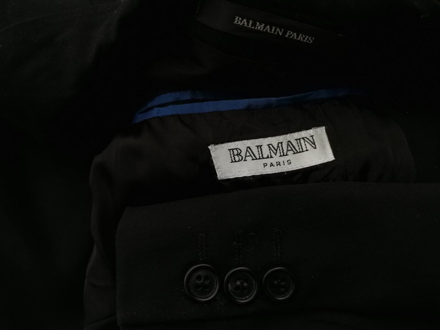 BALMAIN Rozmiar 58 (XL) Kolor Czarny Męska Marynarka Długi rękaw Materiał Wełna 100%