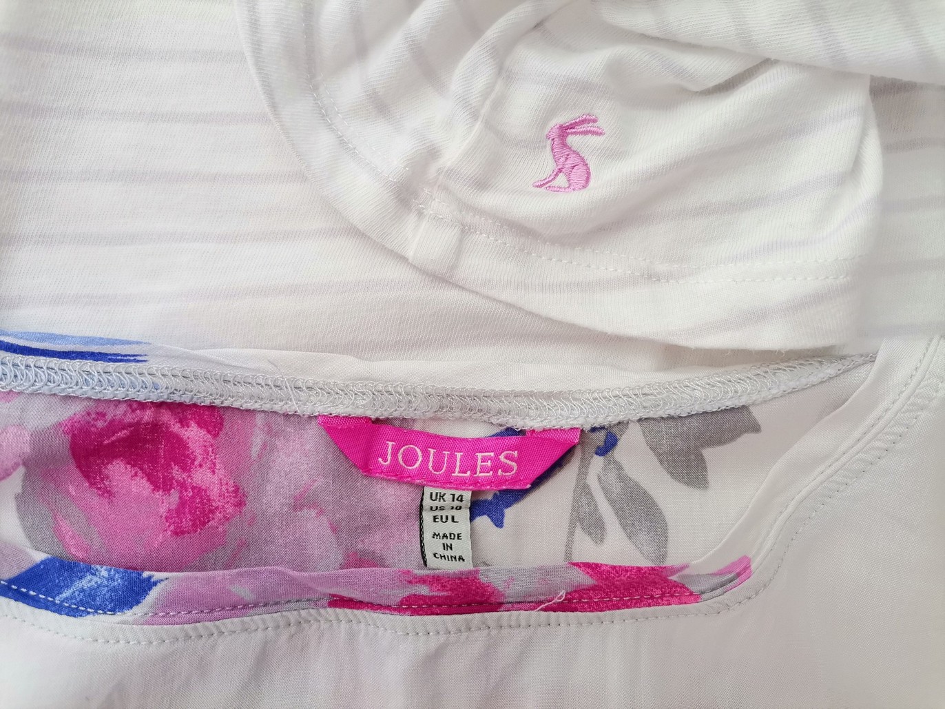 Joules Rozmiar 14 (42) Kolor Biały Okrągły dekolt T-Shirt Krótki rękaw Materiał Wiskoza 100%