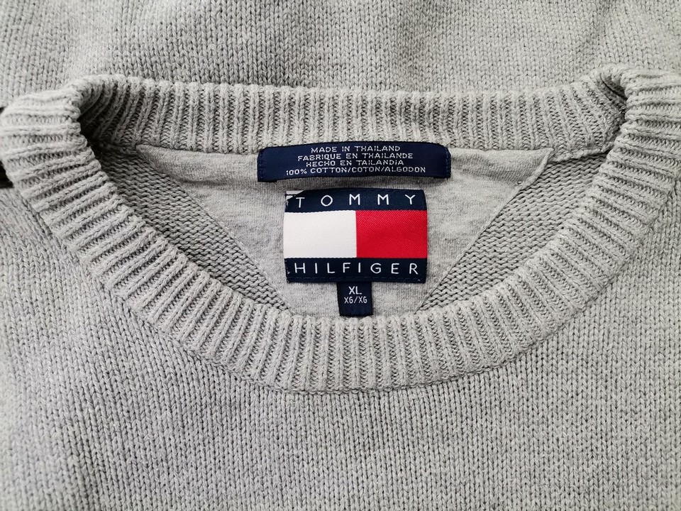 Tommy hilfiger Rozmiar XL Kolor Szary Męski Sweter Długi rękaw Materiał Bawełna 100%