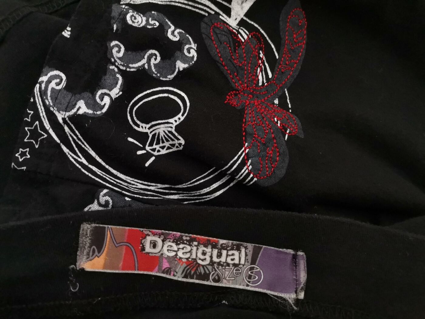 DESIGUAL Rozmiar S Kolor Czarny A-Line Spódnica Do Kolan Materiał Bawełna 100%