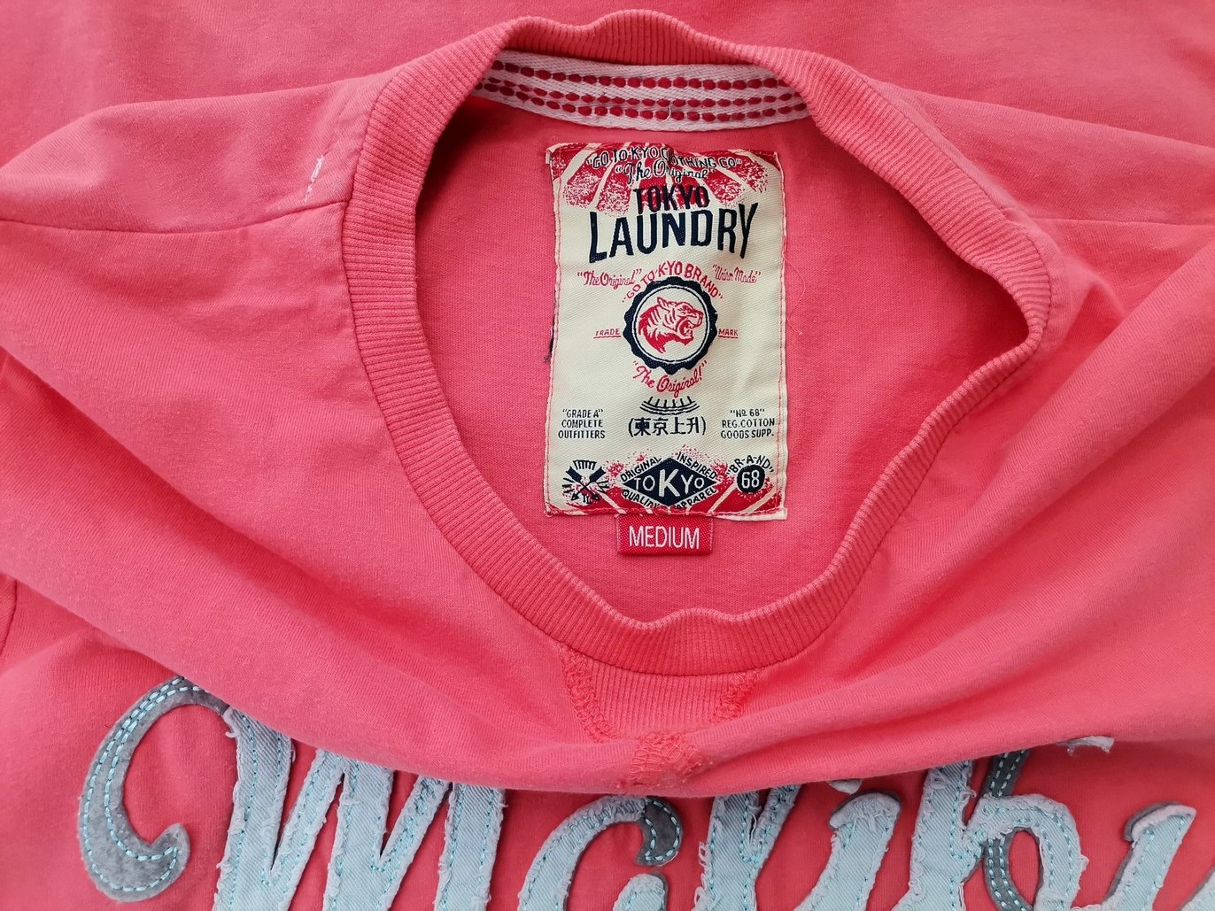 Tokyo Laundry Rozmiar M Kolor Różowy Męski T-Shirt Krótki rękaw Materiał Bawełna 100%