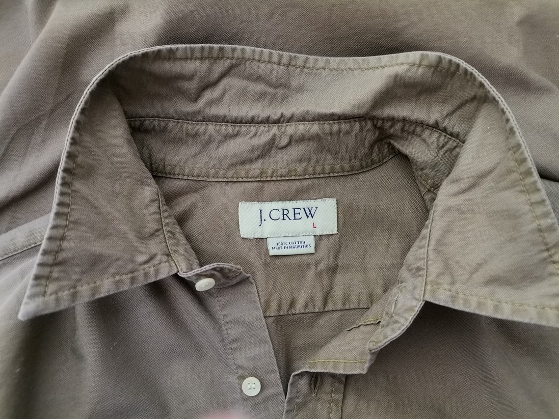 J.Crew Rozmiar L Kolor Khaki Kołnierz Męska Koszula Casual Długi rękaw Materiał Bawełna 100%