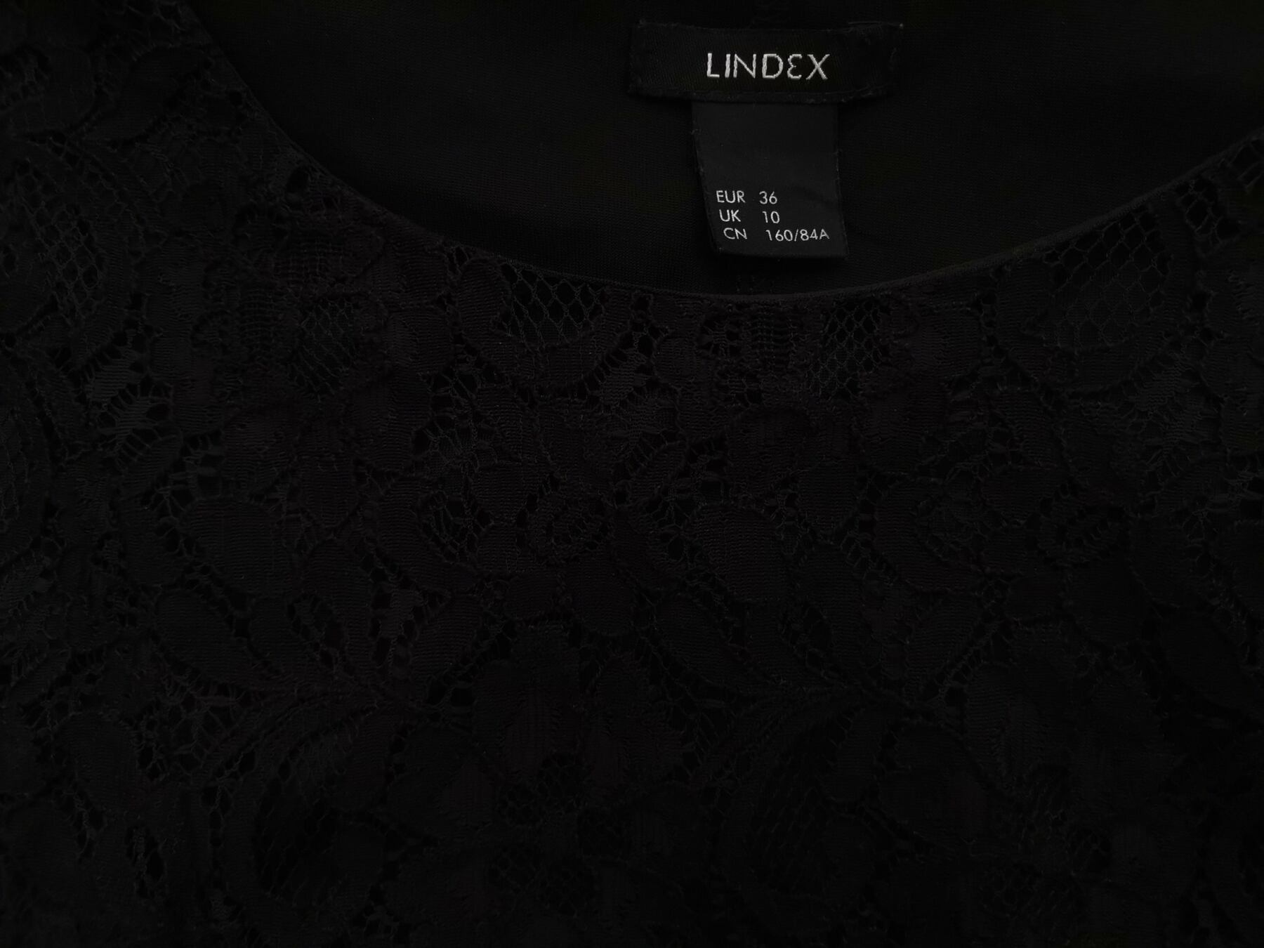 Lindex Rozmiar 36 Kolor Czarny Crew Neck Sukienka Sheath Krótki rękaw Do Kolan Materiał Bawełna