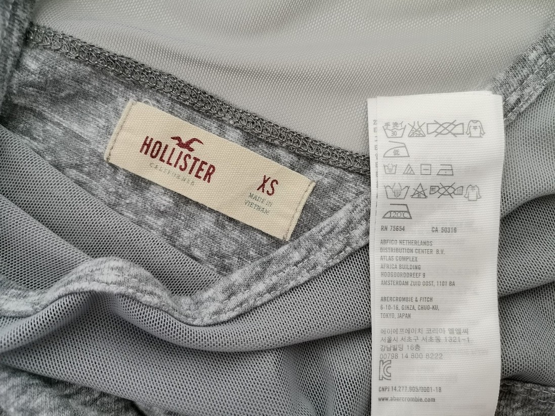 Hollister Rozmiar XS Kolor Szary W łódkę Bluzka Rękaw 3/4 Materiał Bawełna