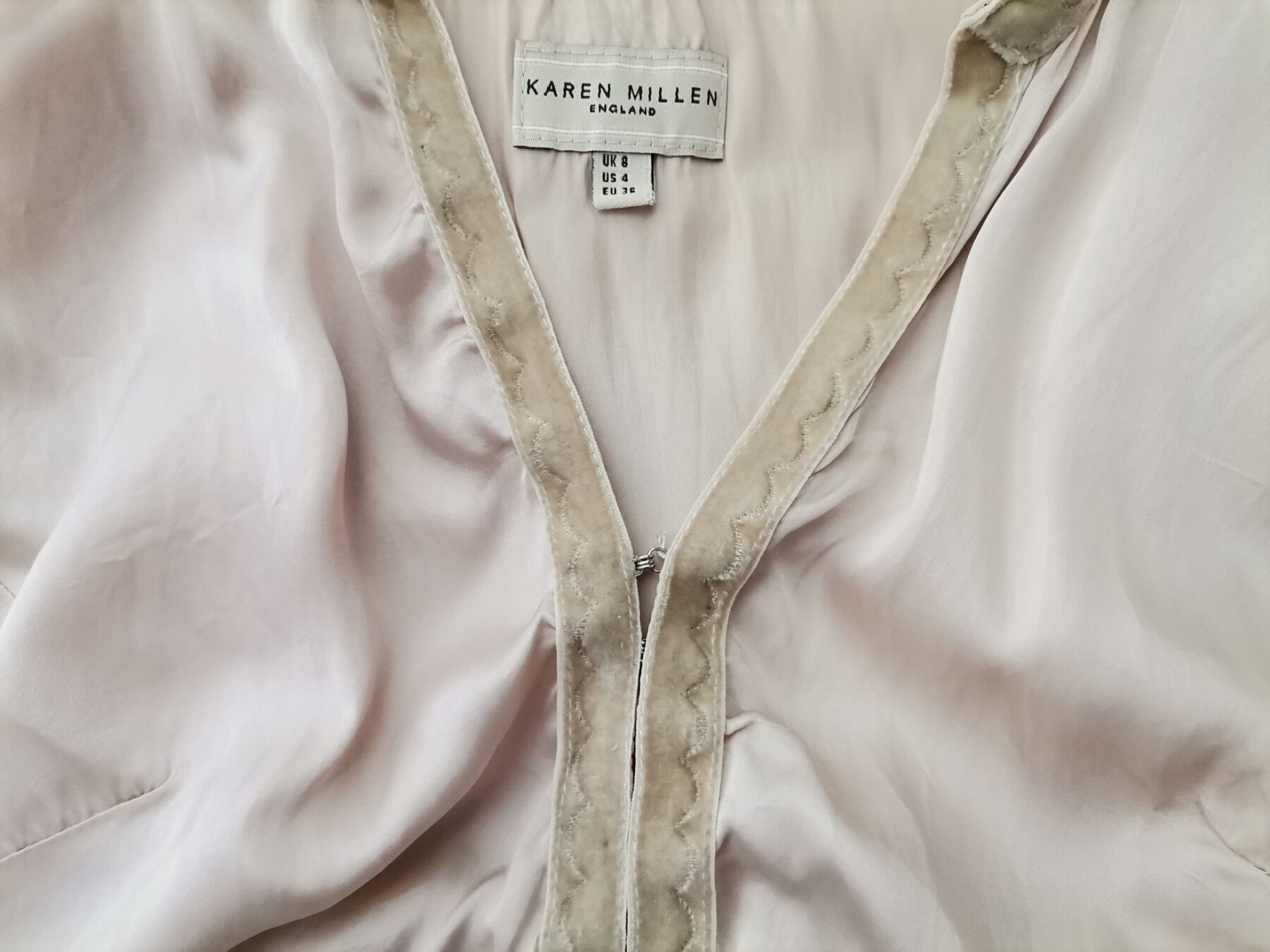 Karen MILLEN Rozmiar 8 (36) Kolor Perłowy Split Crew Neck Bluzka Krótki rękaw