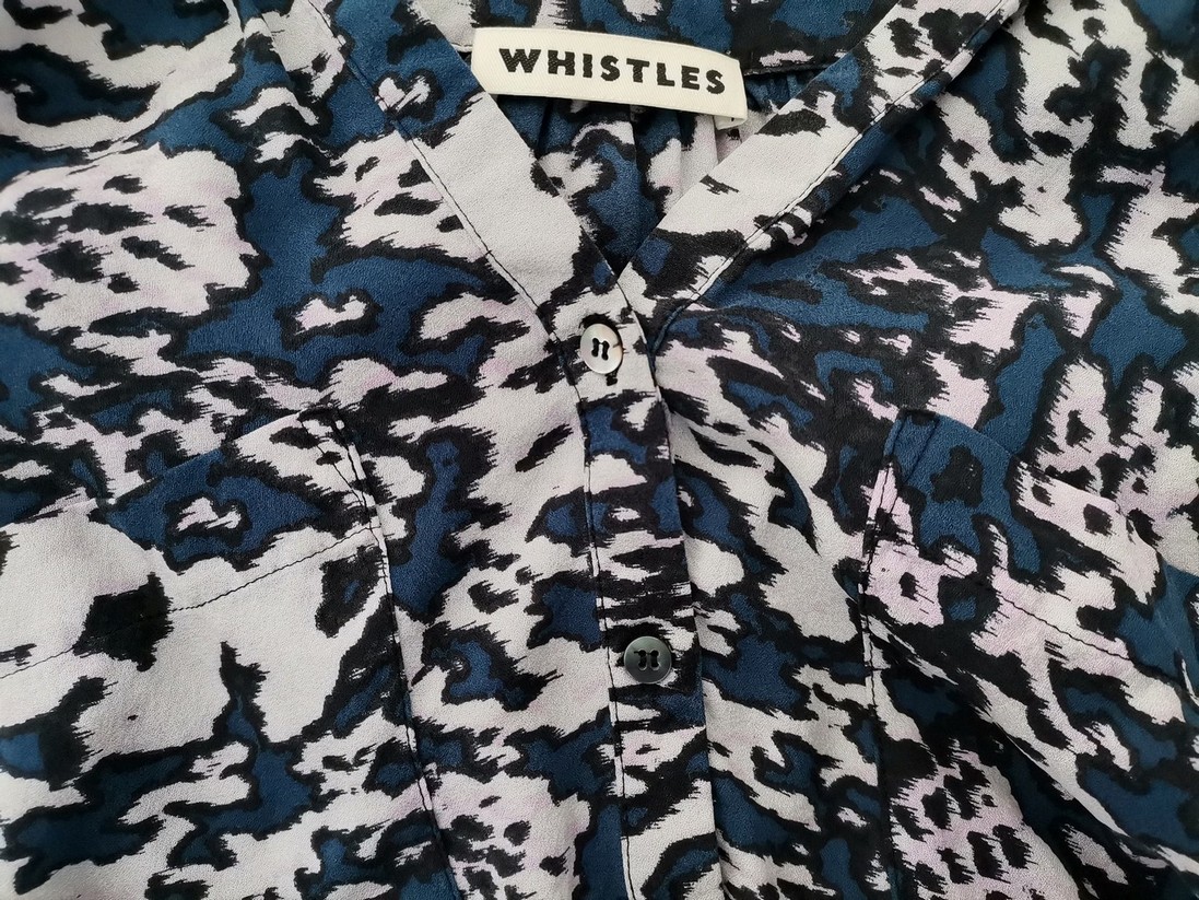 Whistles Rozmiar 42/44 Kolor Niebieski Panterka Split Crew Neck Bluzka Popover Guziki Długi rękaw