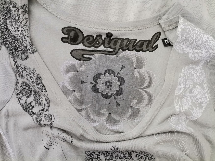 DESIGUAL Rozmiar XS Kolor Szary Dekolt U Sukienka Sheath Krótki rękaw Midi