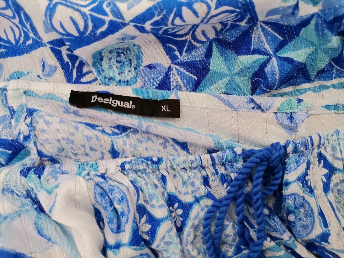 DESIGUAL Rozmiar XL Kolor Niebieski W łódkę Tunika Bluzka Długi rękaw