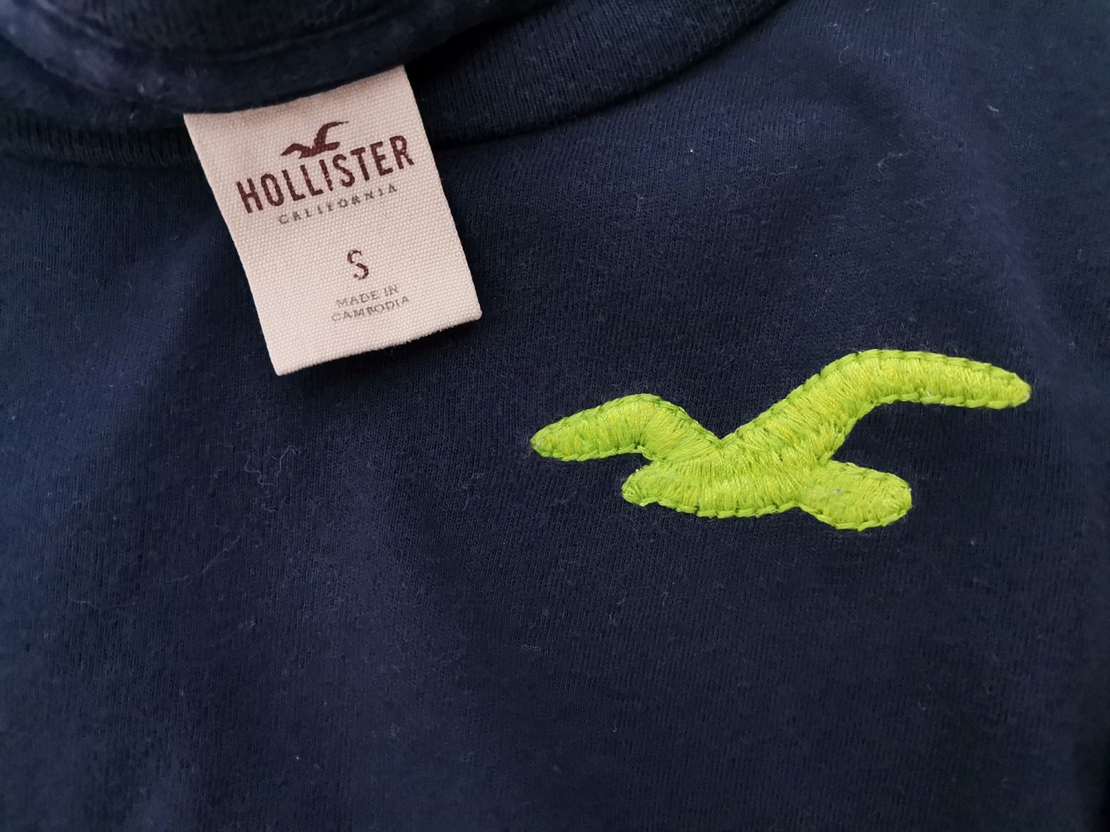 Hollister Rozmiar S Kolor Granatowy Okrągły dekolt Bluzka Długi rękaw Materiał Bawełna 100%