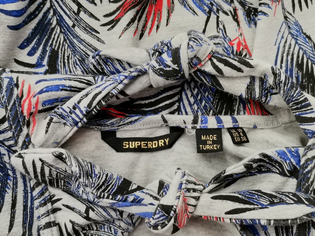 Superdry Rozmiar 10 (38) Kolor Szary Okrągły dekolt Sukienka Sheath Krótki rękaw Do Kolan Materiał Bawełna