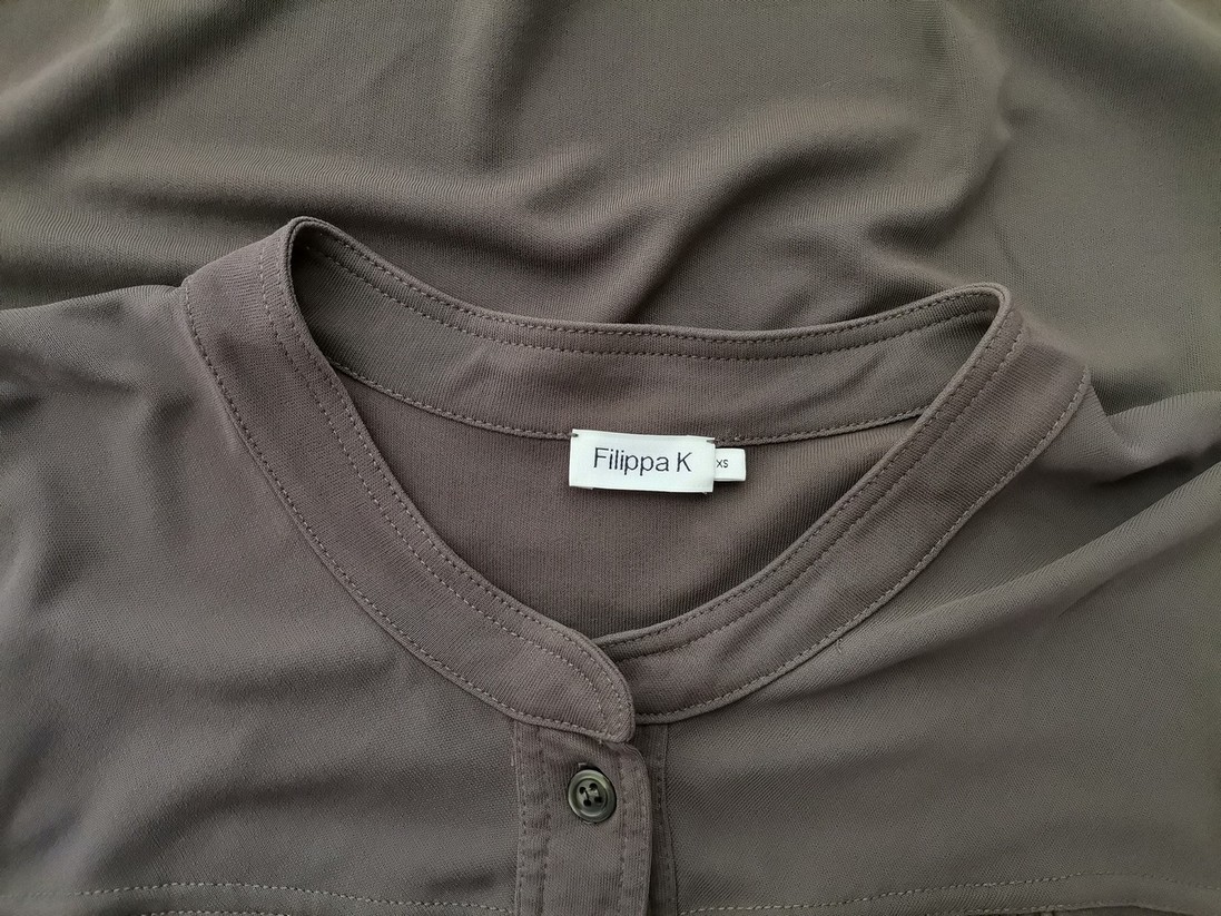 Filippa k Rozmiar XS Kolor Khaki Crew Neck Sukienka Prostokątna Długi rękaw Do Kolan