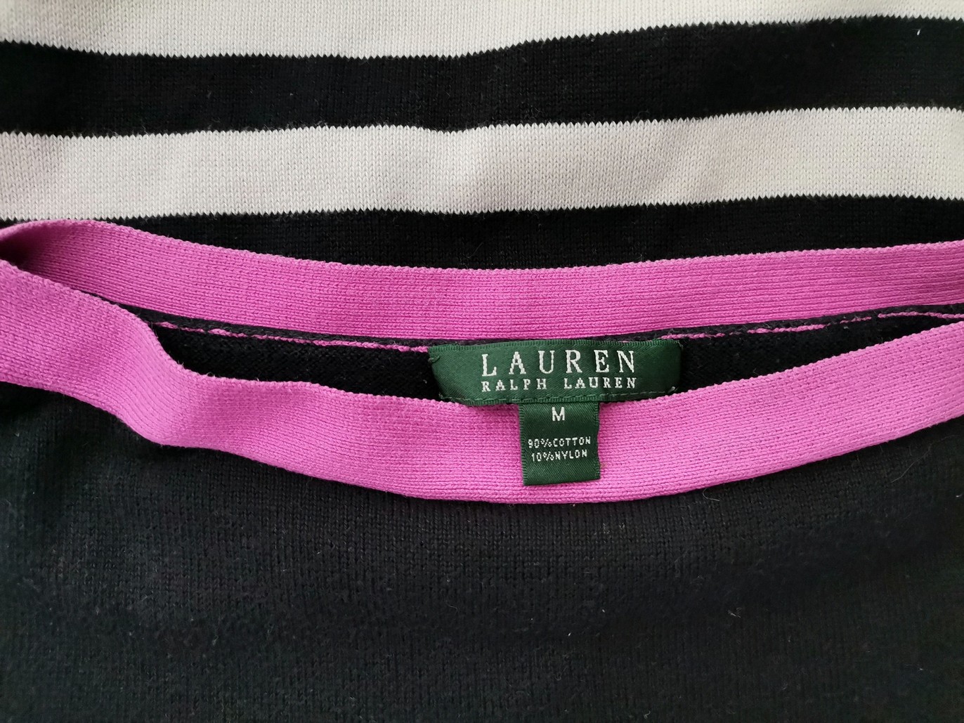 Lauren ralph lauren Rozmiar M Kolor Czarny Pasy W łódkę Bluzka Krótki rękaw Materiał Bawełna